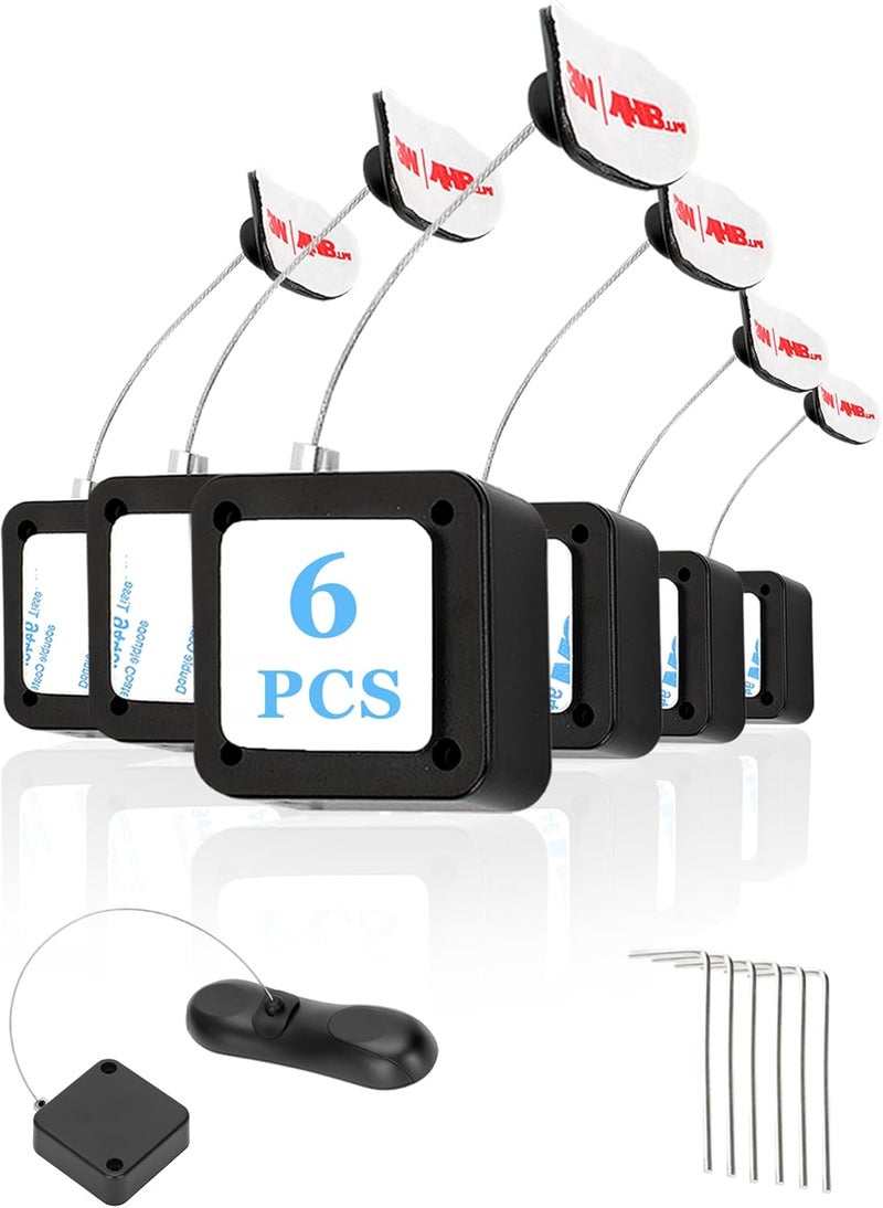 Fancat 6Pack Remote Control Tether, 6.5 Ft Remote Control Leash, Retractable Safety Lock with Adjustable Lock Strap for TV Remotes, Game Controllers, and Tablets - Perfect for Showrooms - Image 1